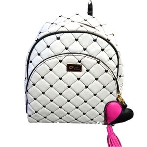 Like New large Betsey Johnson Backpack w black & pink heart tassel